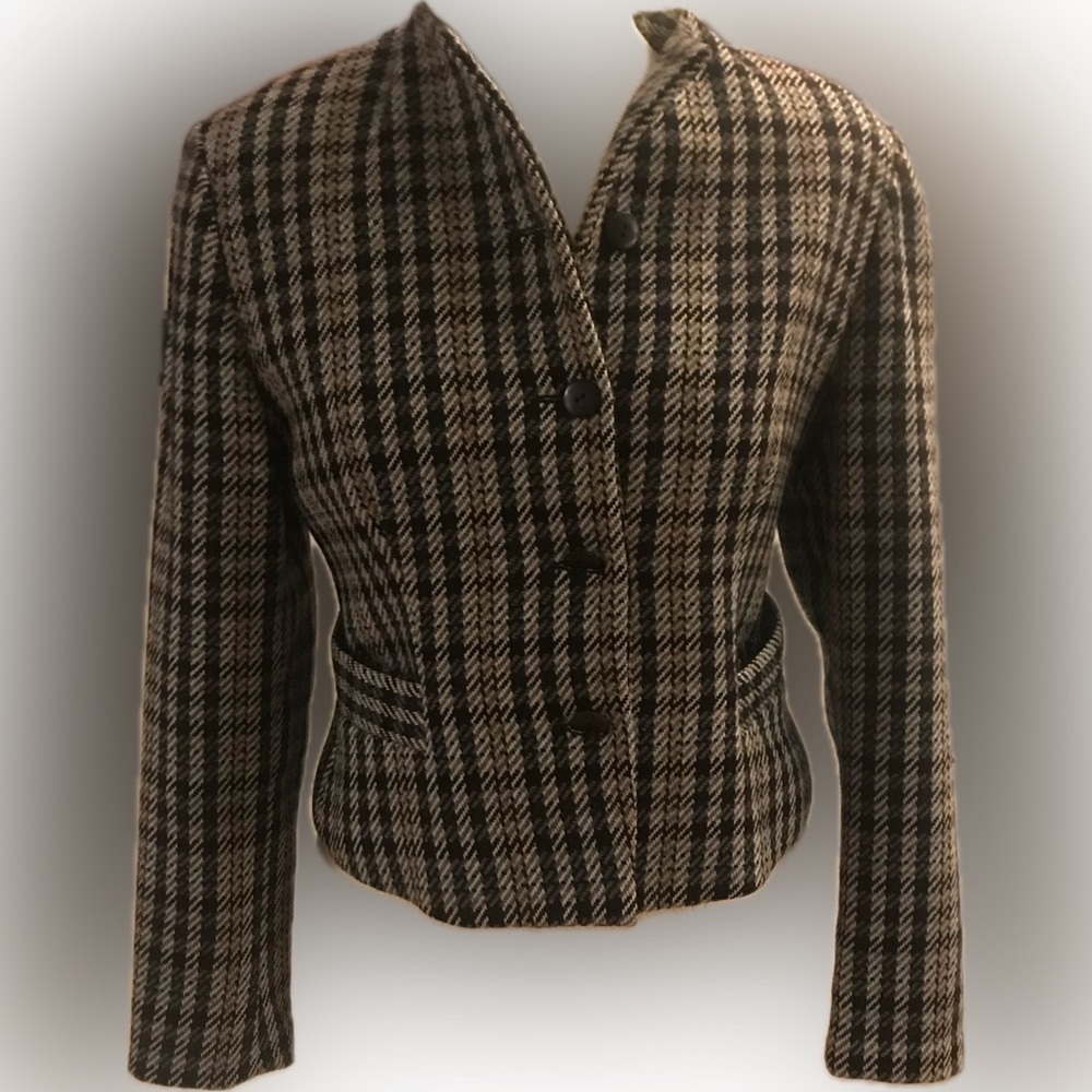 Vintage Italian Made Wool and Kashmir Plaid Blazer Jacket No Manufacture Tag
